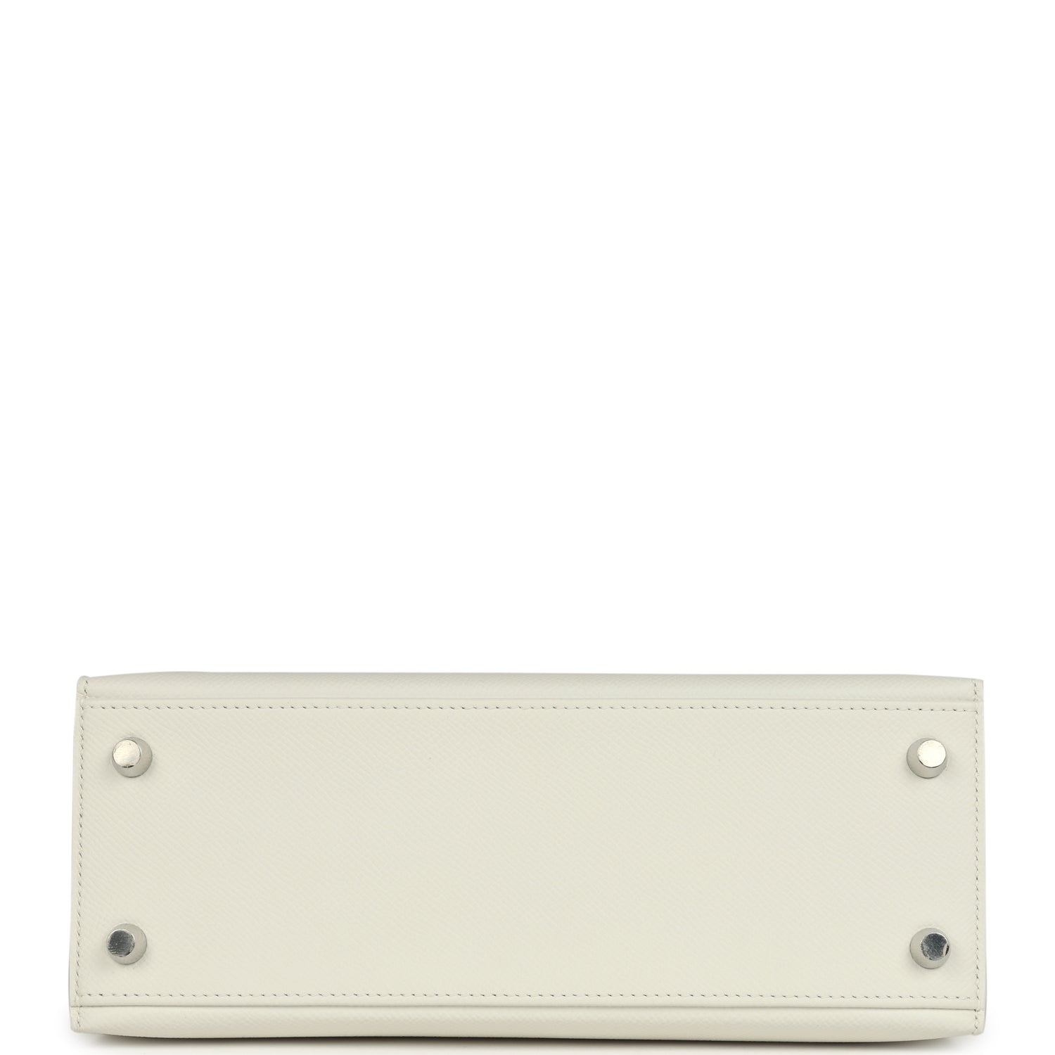Kelly Sellier 25 New White Epsom Palladium Hardware Bag
