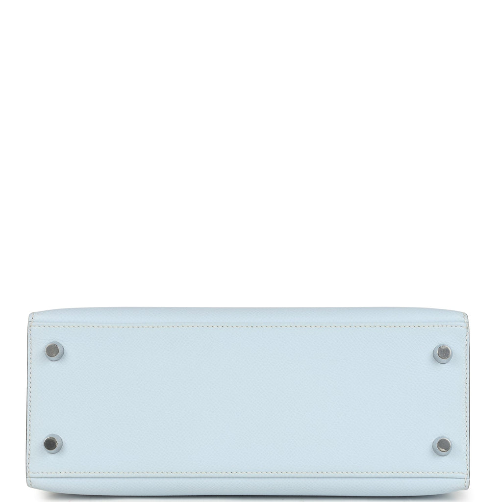 Kelly Sellier 25 Tri-Color Bleu Brume, Gold and Vert Jade Epsom Epsom Palladium Hardware Bag