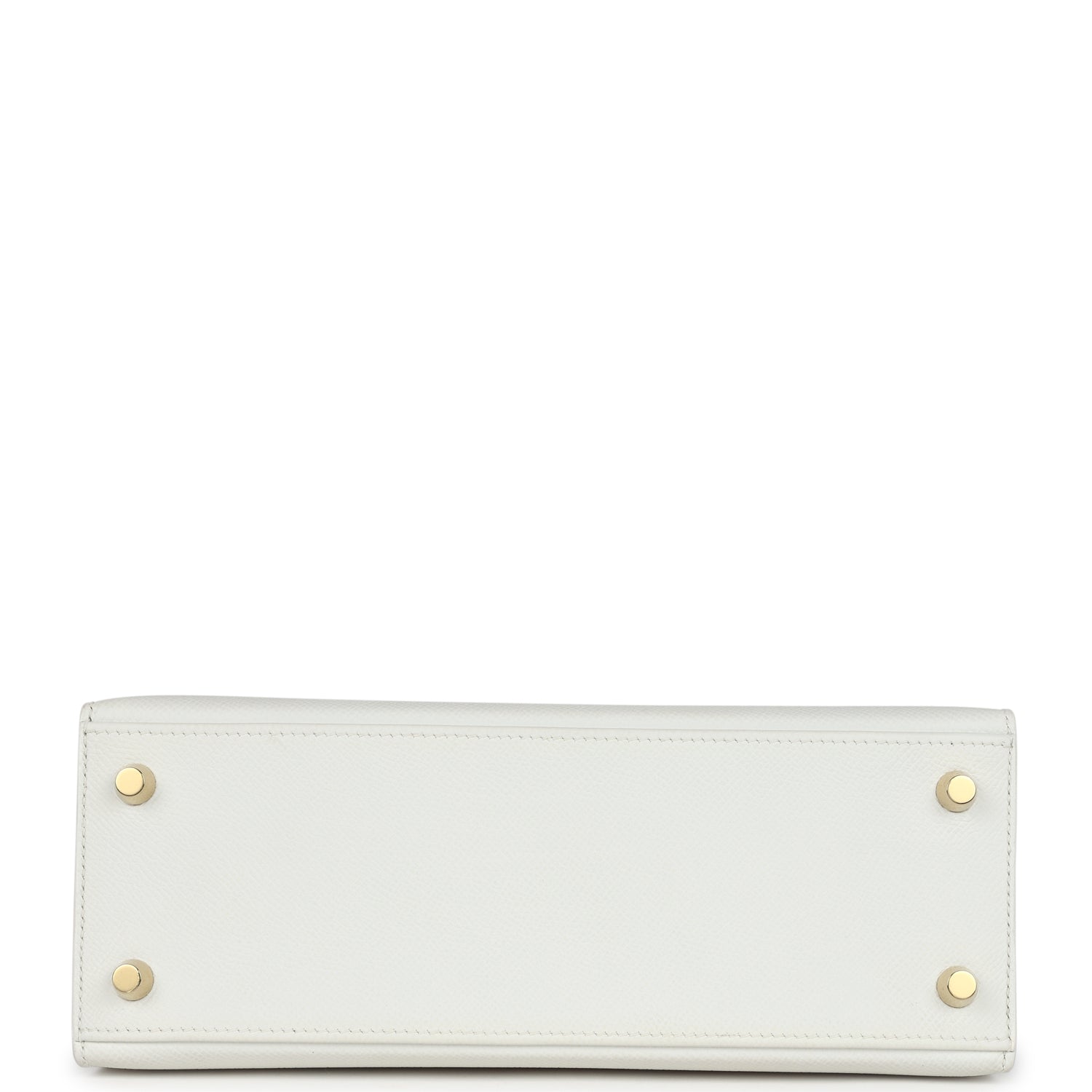 Kelly Sellier 25 White and Vert Cypress Epsom Brushed Gold Hardware Bag