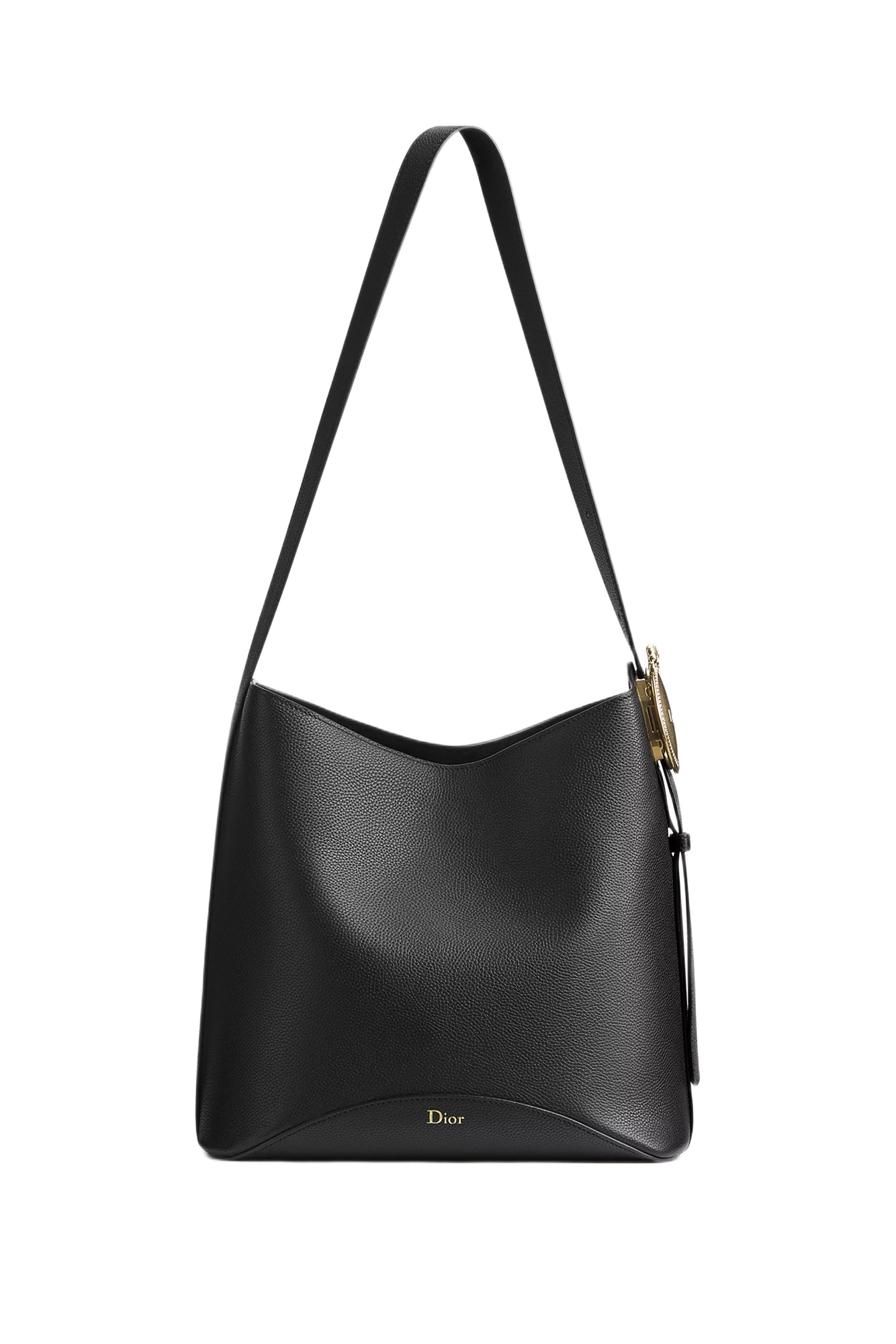 Medium Dior Medaillon Bucket Black Grained Bag