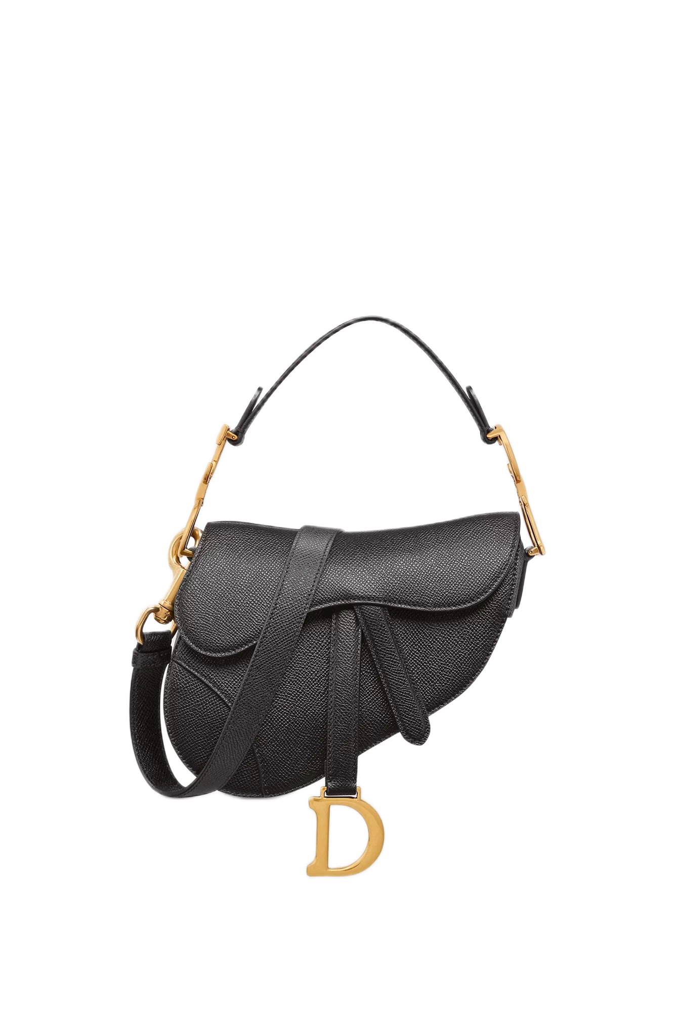 Mini Saddle with Strap Black Grained Bag