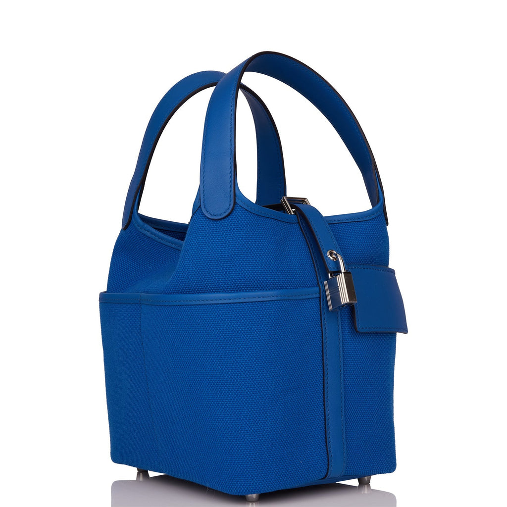 Picotin Cargo 18 Bleu France Swift and Toile Canvas Palladium Hardware Bag