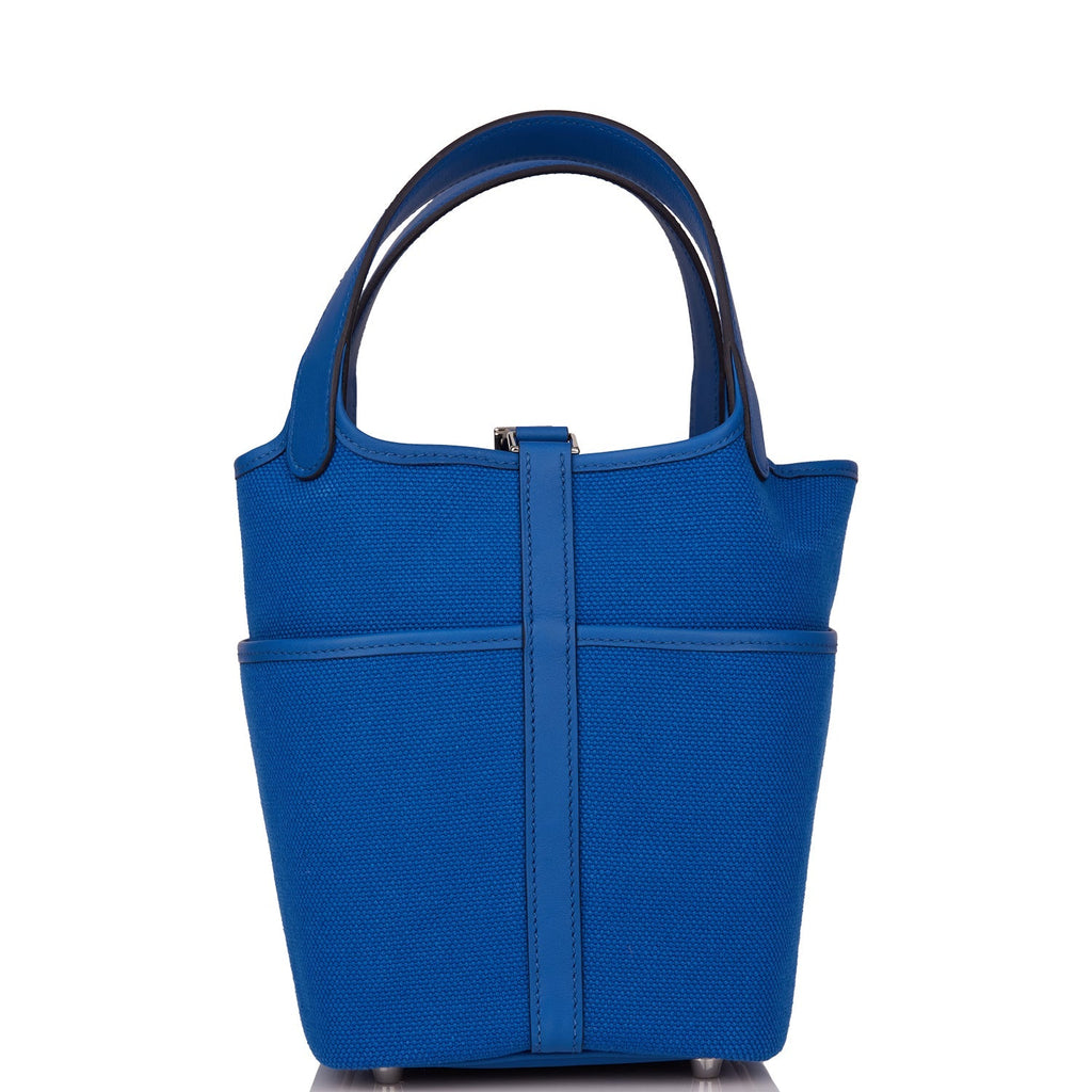 Picotin Cargo 18 Bleu France Swift and Toile Canvas Palladium Hardware Bag