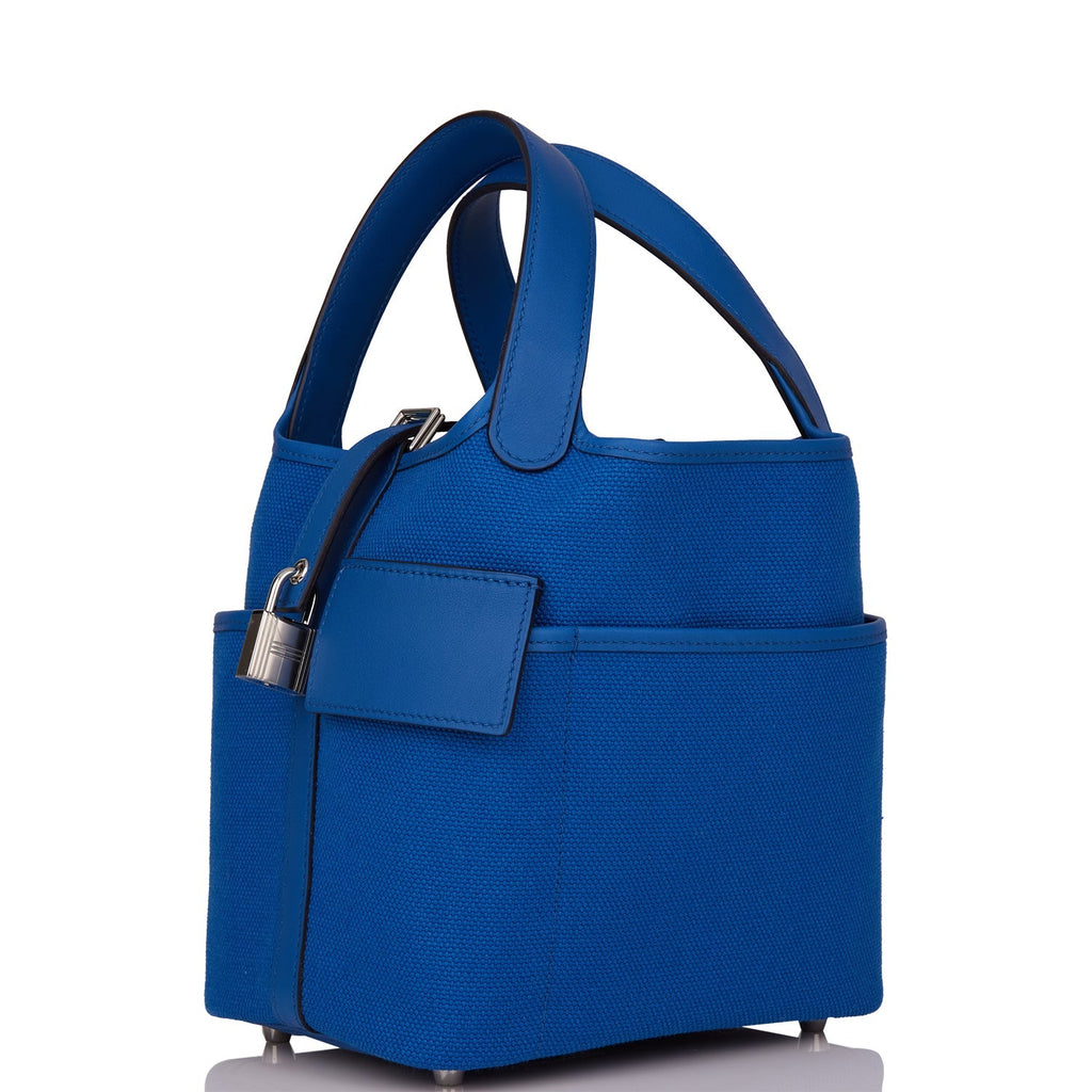Picotin Cargo 18 Bleu France Swift and Toile Canvas Palladium Hardware Bag