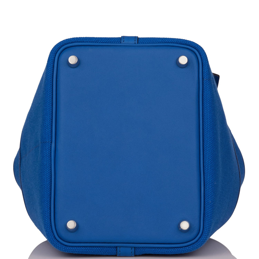 Picotin Cargo 18 Bleu France Swift and Toile Canvas Palladium Hardware Bag