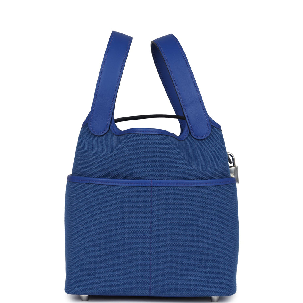 Picotin Cargo 18 Bleu Royal Swift and Toile Canvas Palladium Hardware Bag