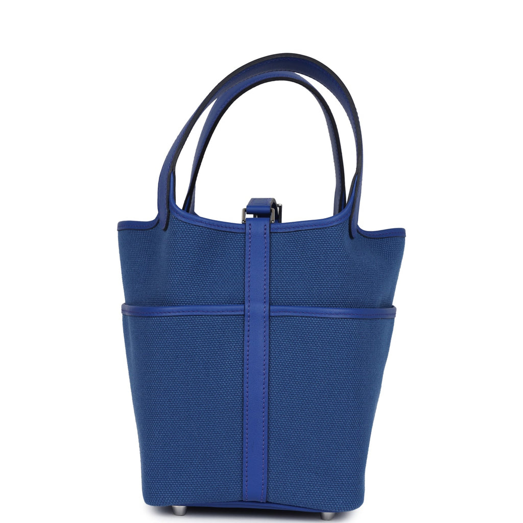 Picotin Cargo 18 Bleu Royal Swift and Toile Canvas Palladium Hardware Bag