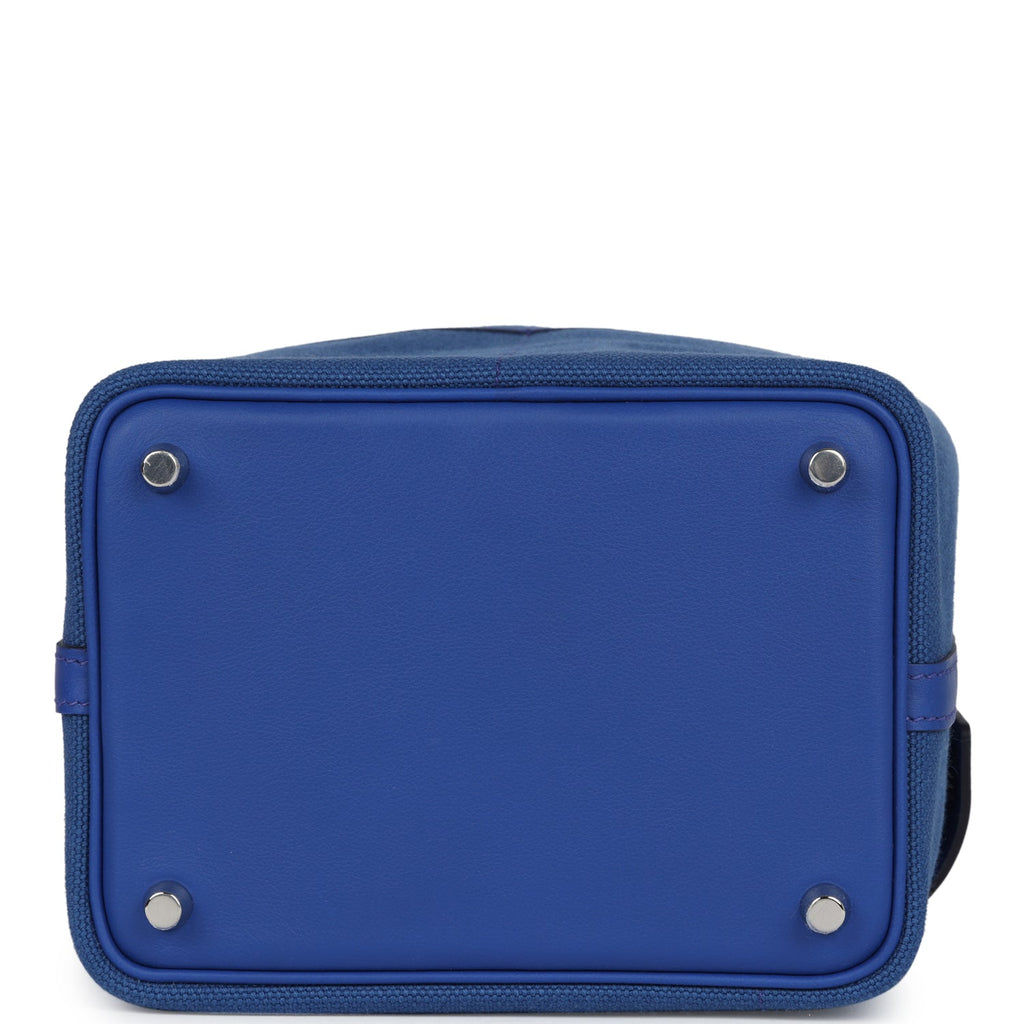 Picotin Cargo 18 Bleu Royal Swift and Toile Canvas Palladium Hardware Bag