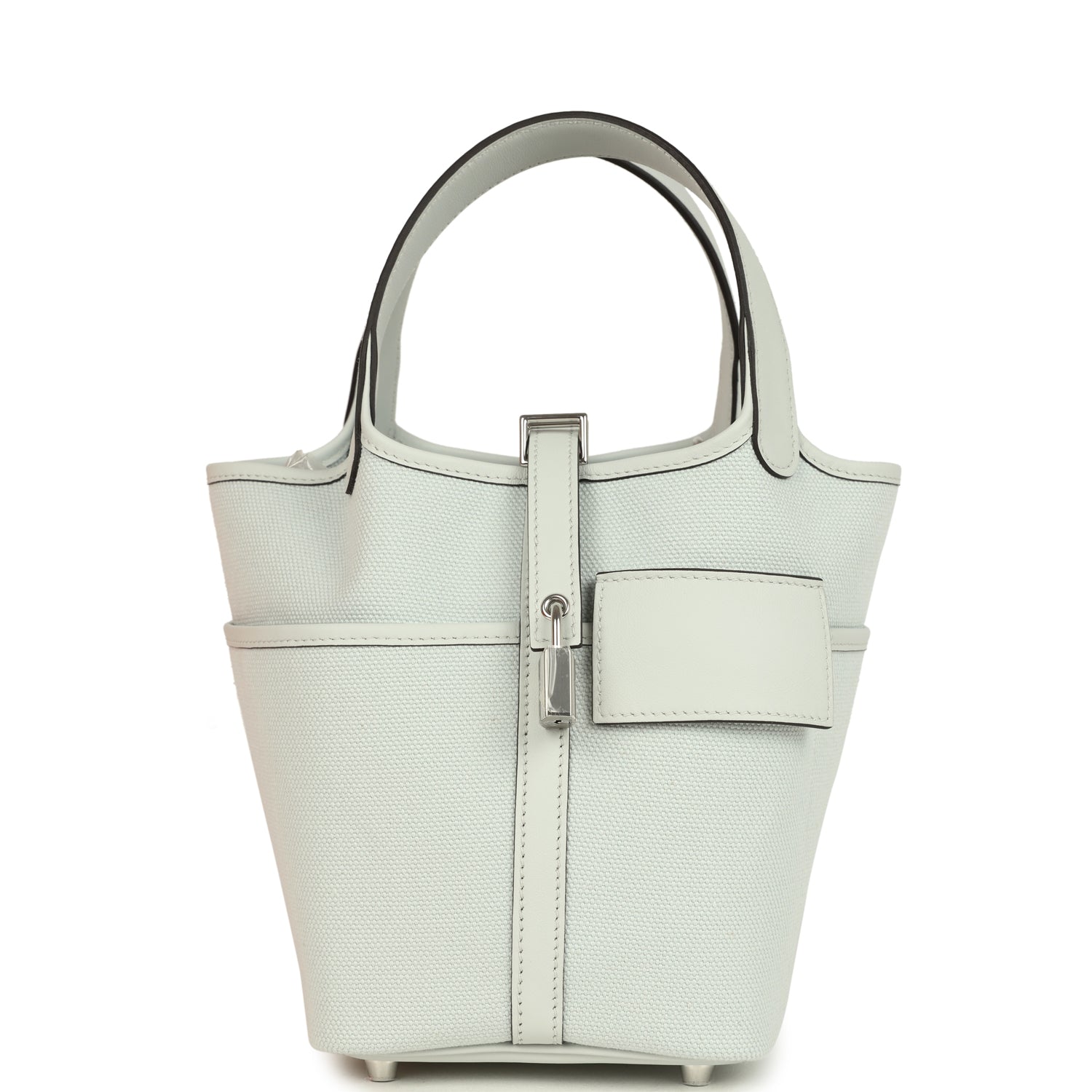 Picotin Cargo 18 Gris Platine Toile Canvas and Swift Palladium Hardware Bag