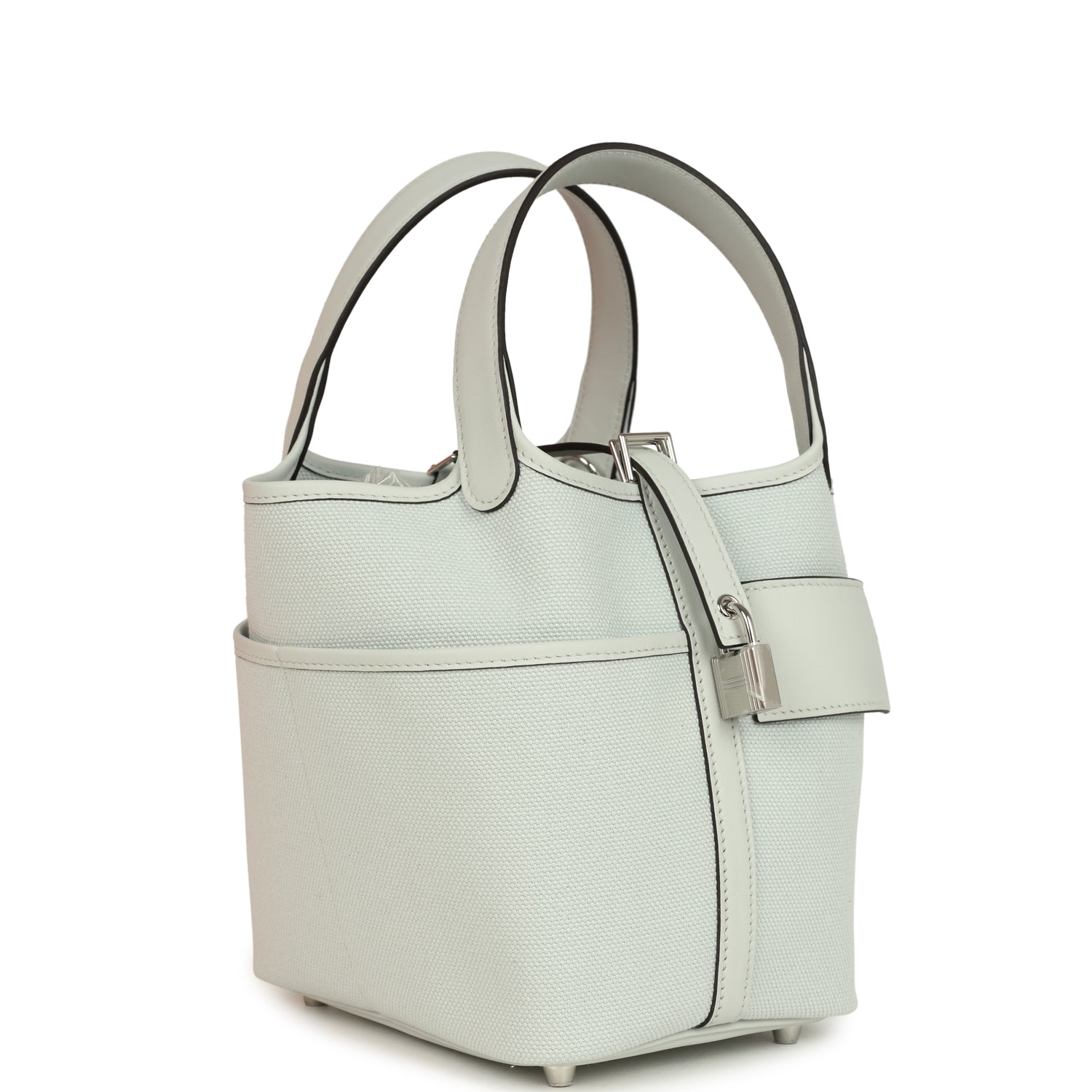 Picotin Cargo 18 Gris Platine Toile Canvas and Swift Palladium Hardware Bag