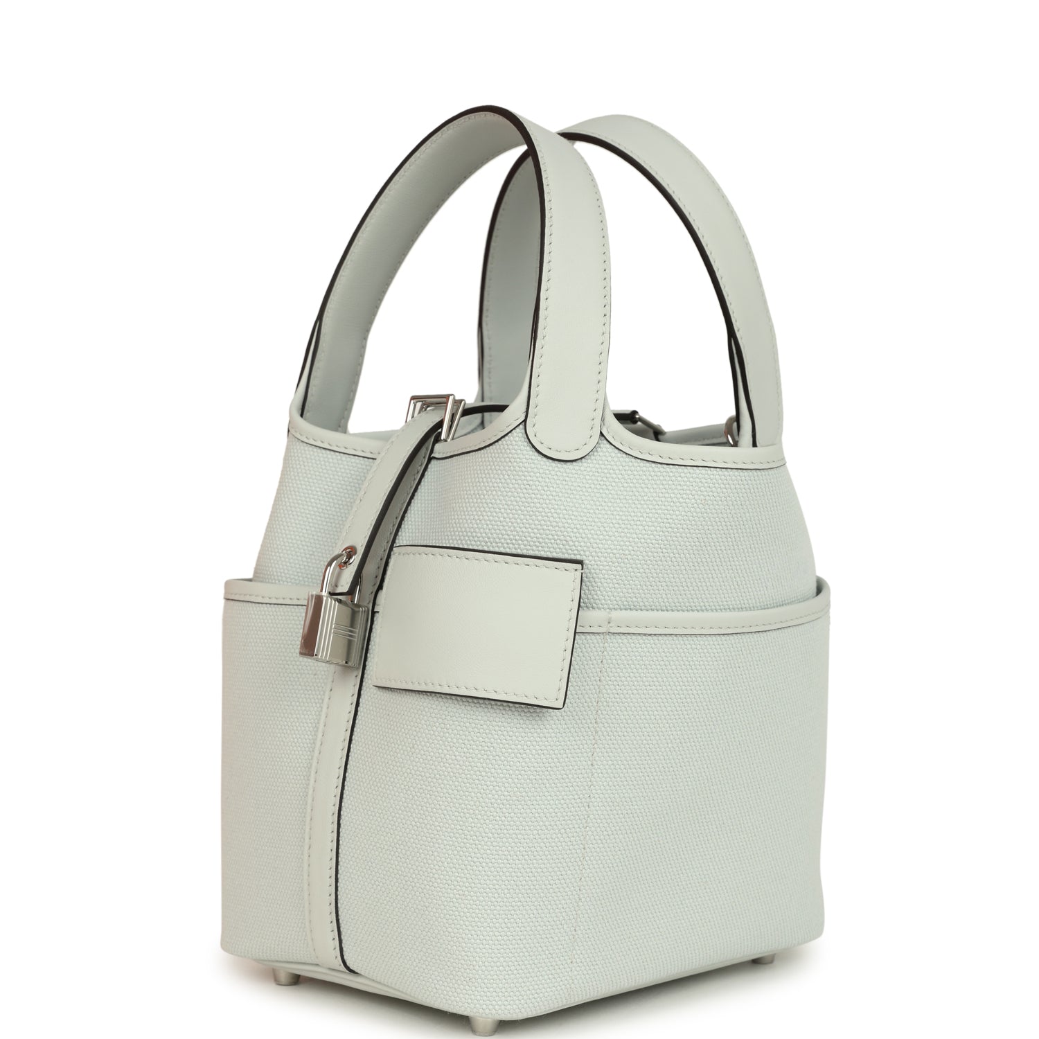 Picotin Cargo 18 Gris Platine Toile Canvas and Swift Palladium Hardware Bag