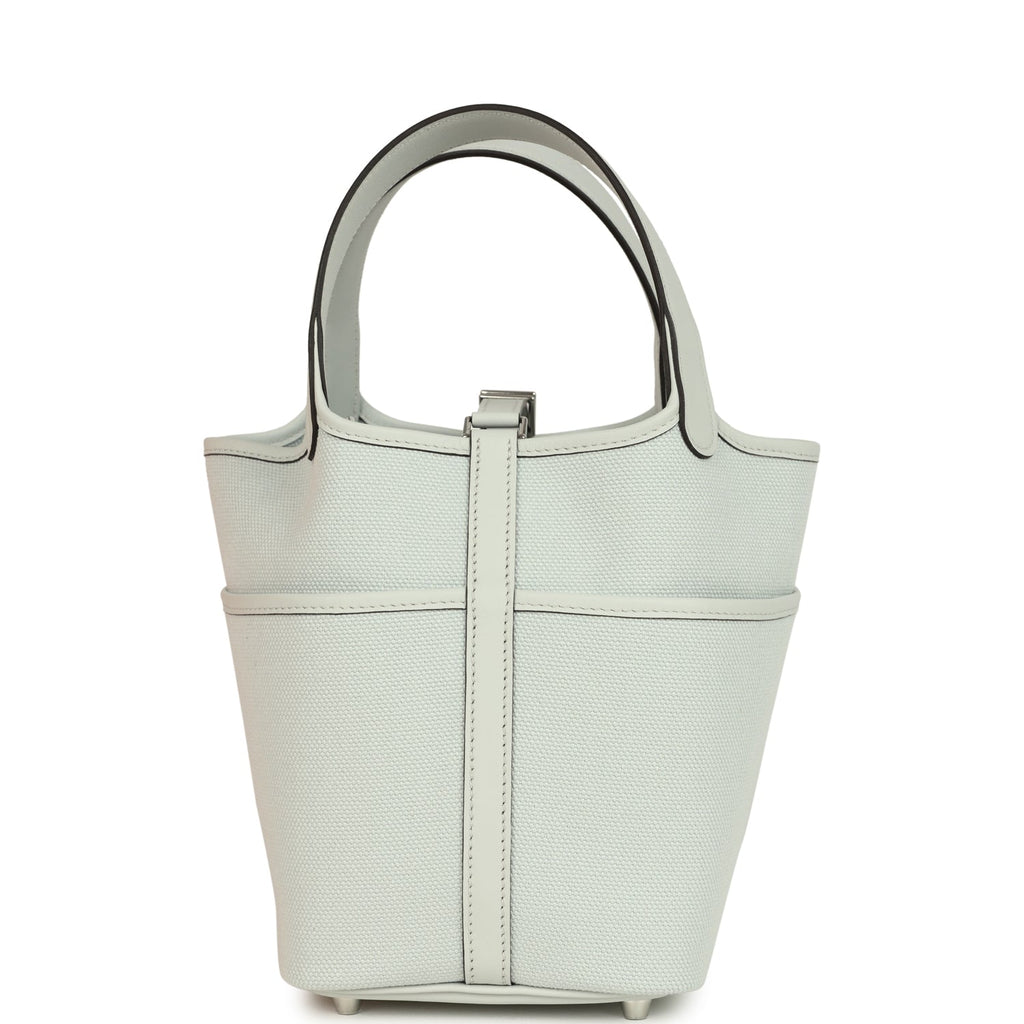Picotin Cargo 18 Gris Platine Toile Canvas and Swift Palladium Hardware Bag