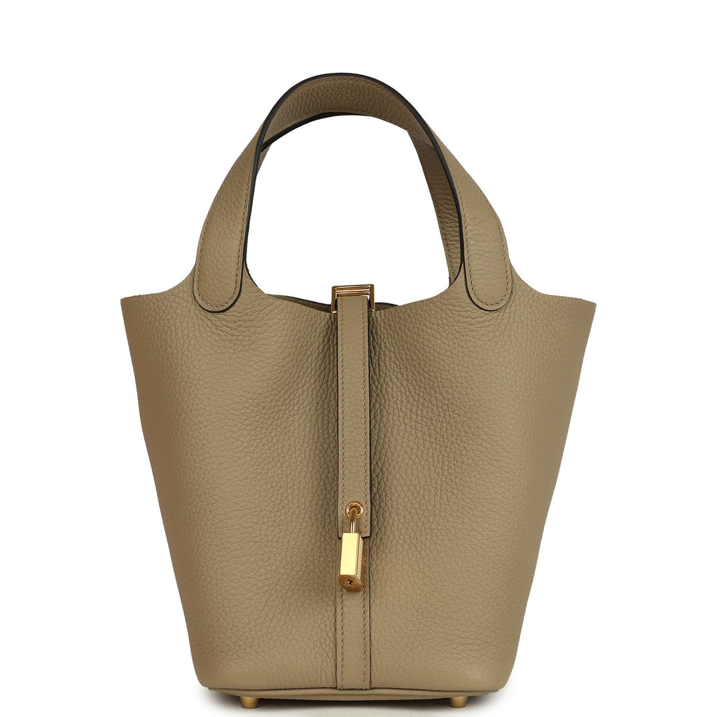 Picotin Lock 18 Beige Marfa Gold Hardware Bag