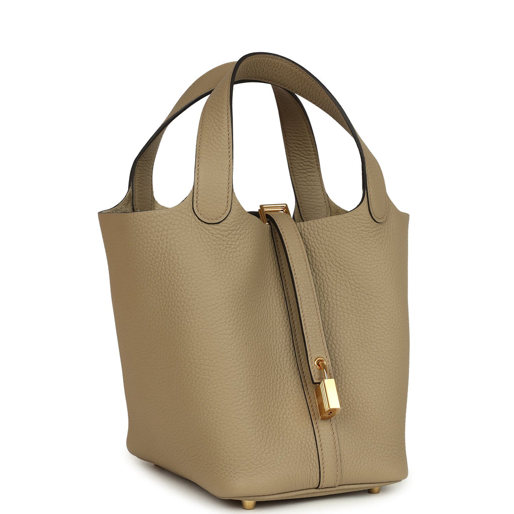 Picotin Lock 18 Beige Marfa Gold Hardware Bag
