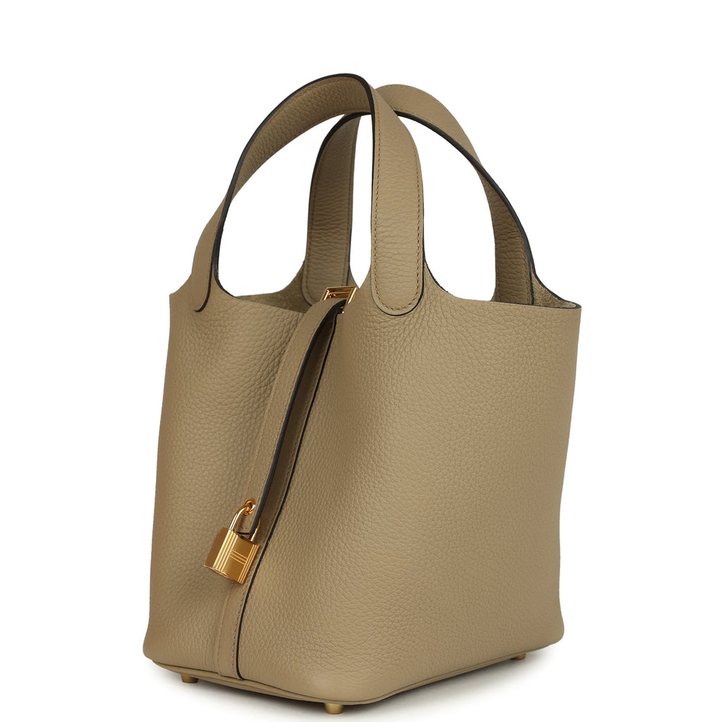 Picotin Lock 18 Beige Marfa Gold Hardware Bag