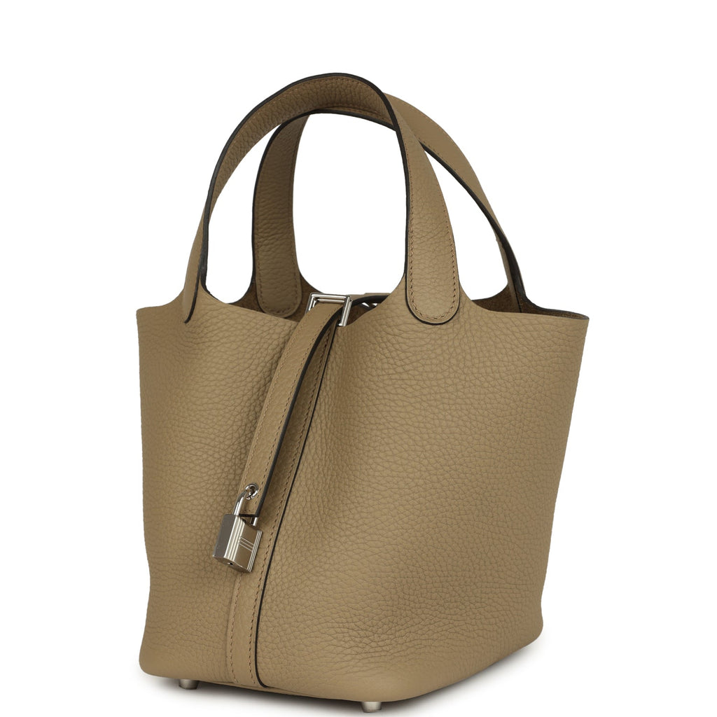 Picotin Lock 18 Beige Marfa Palladium Hardware Bag