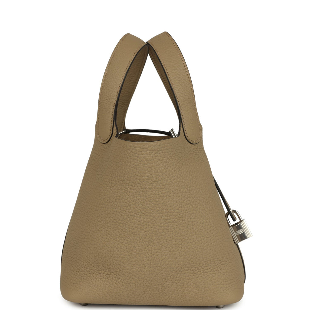 Picotin Lock 18 Beige Marfa Palladium Hardware Bag