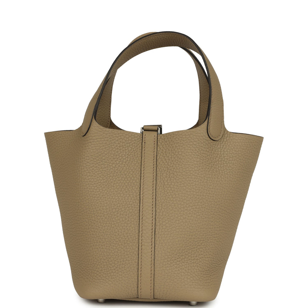 Picotin Lock 18 Beige Marfa Palladium Hardware Bag