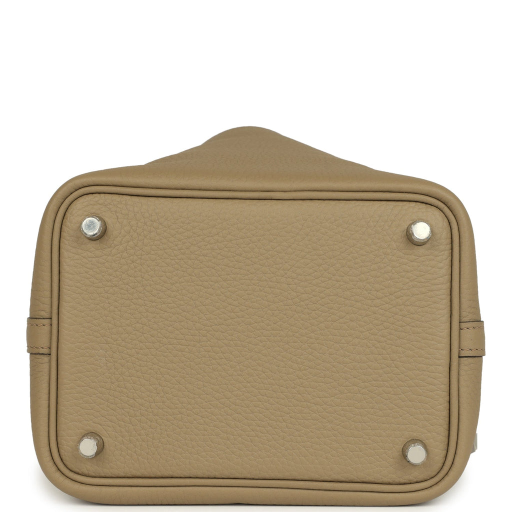 Picotin Lock 18 Beige Marfa Palladium Hardware Bag