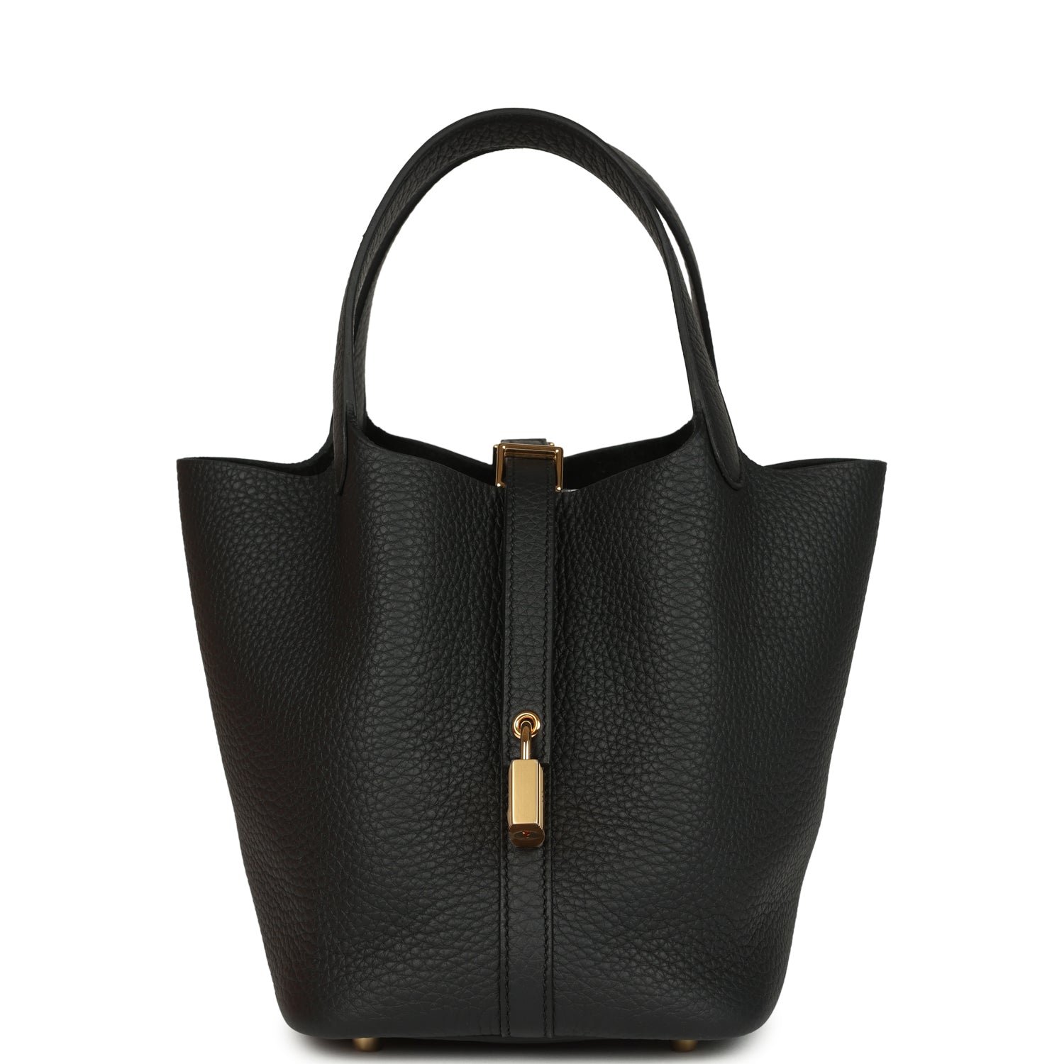 Picotin Lock 18 Black Clemence Gold Hardware Bag