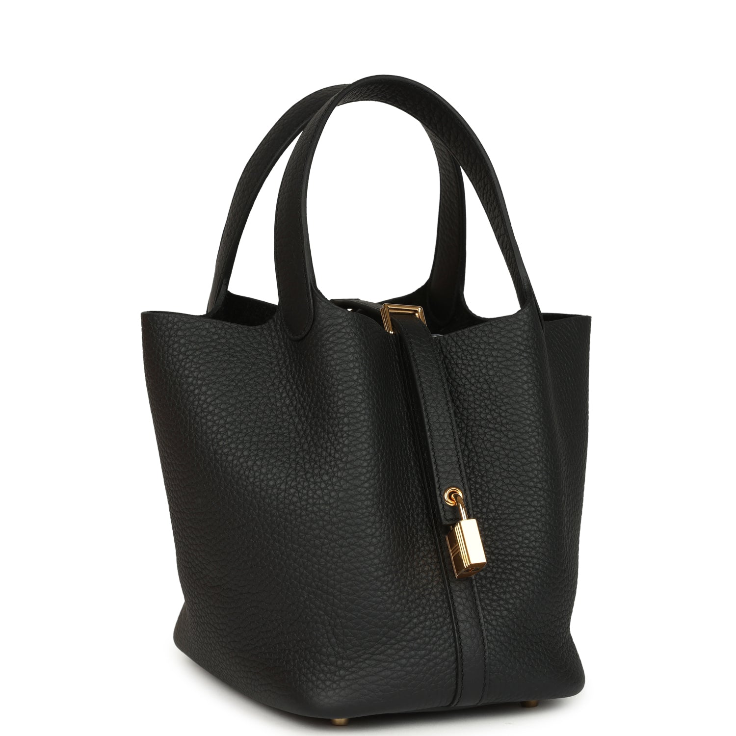 Picotin Lock 18 Black Clemence Gold Hardware Bag