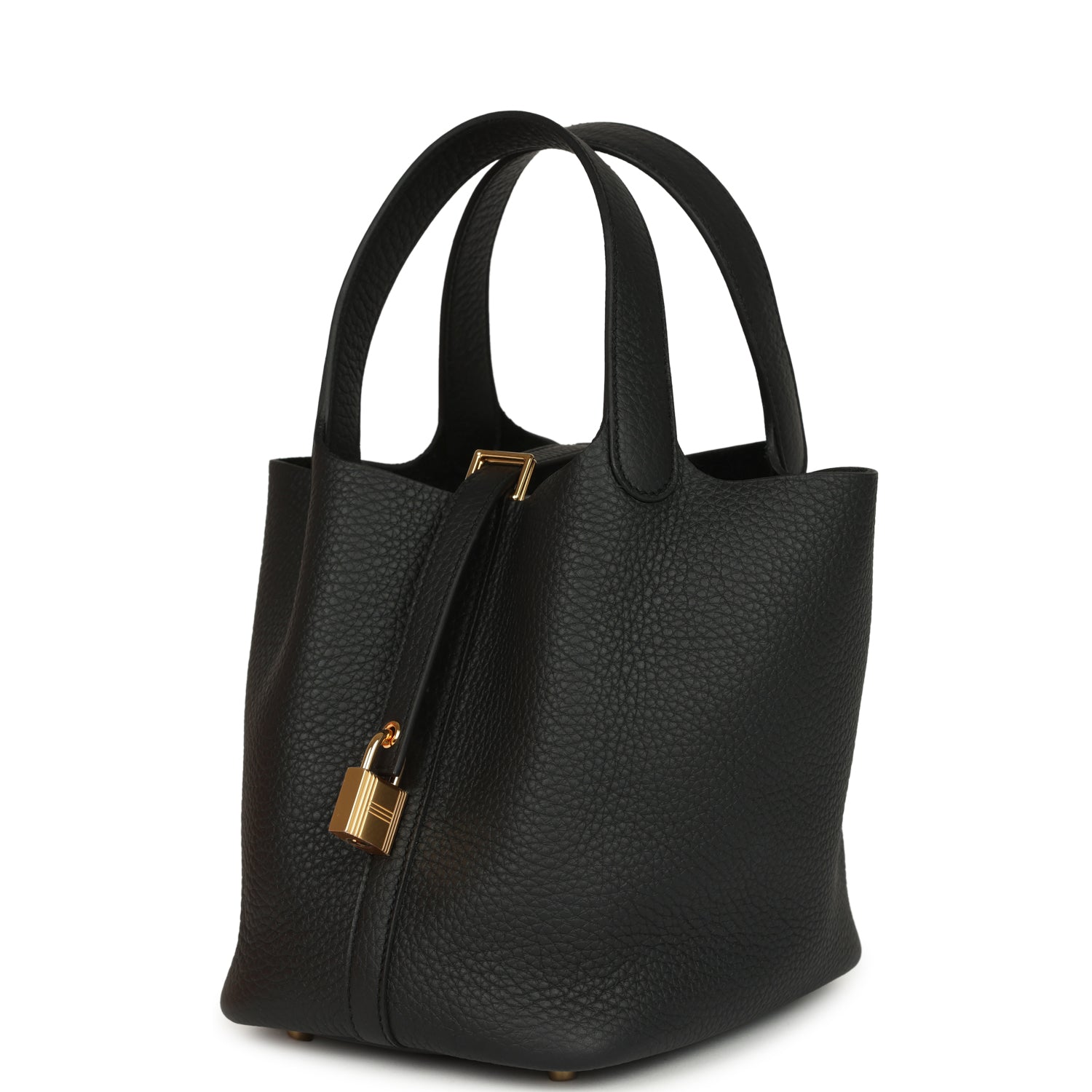 Picotin Lock 18 Black Clemence Gold Hardware Bag