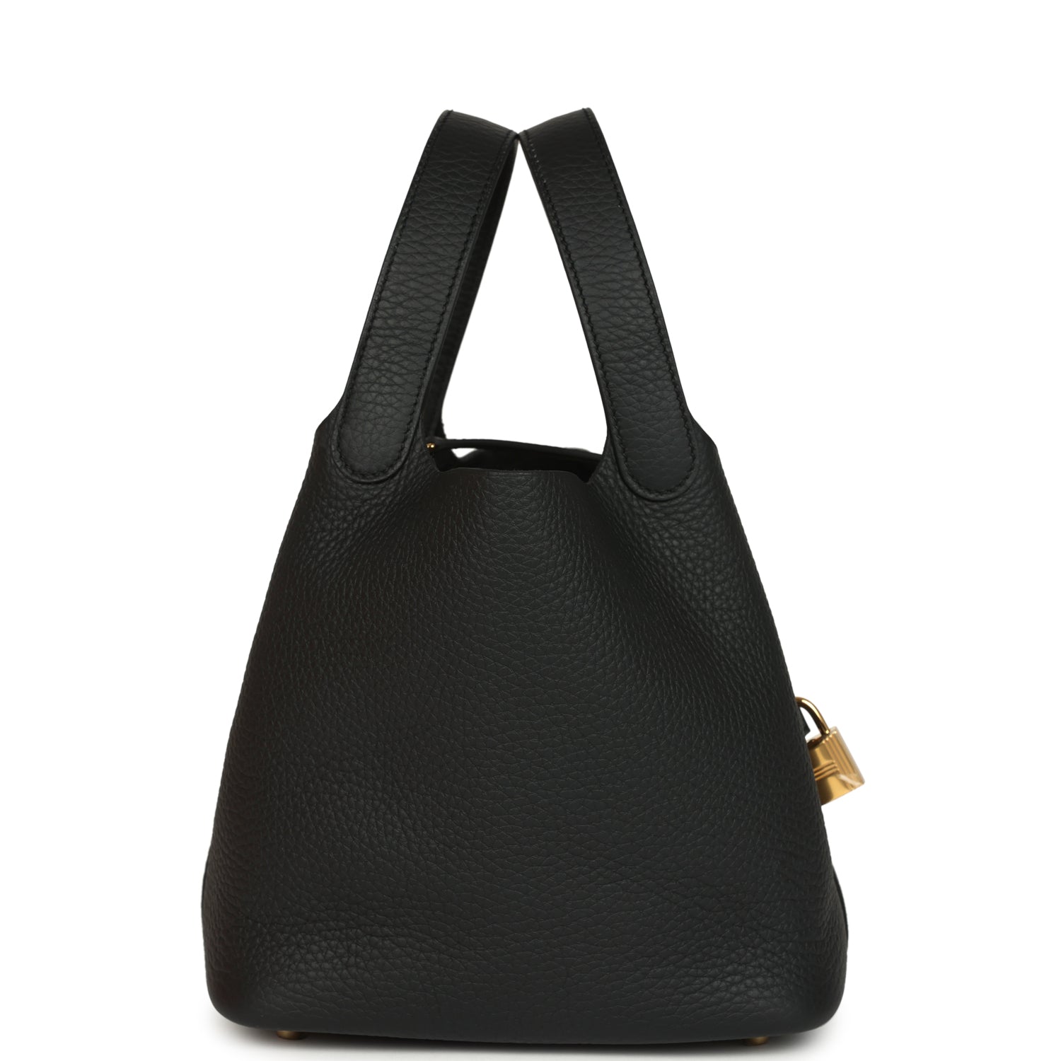Picotin Lock 18 Black Clemence Gold Hardware Bag