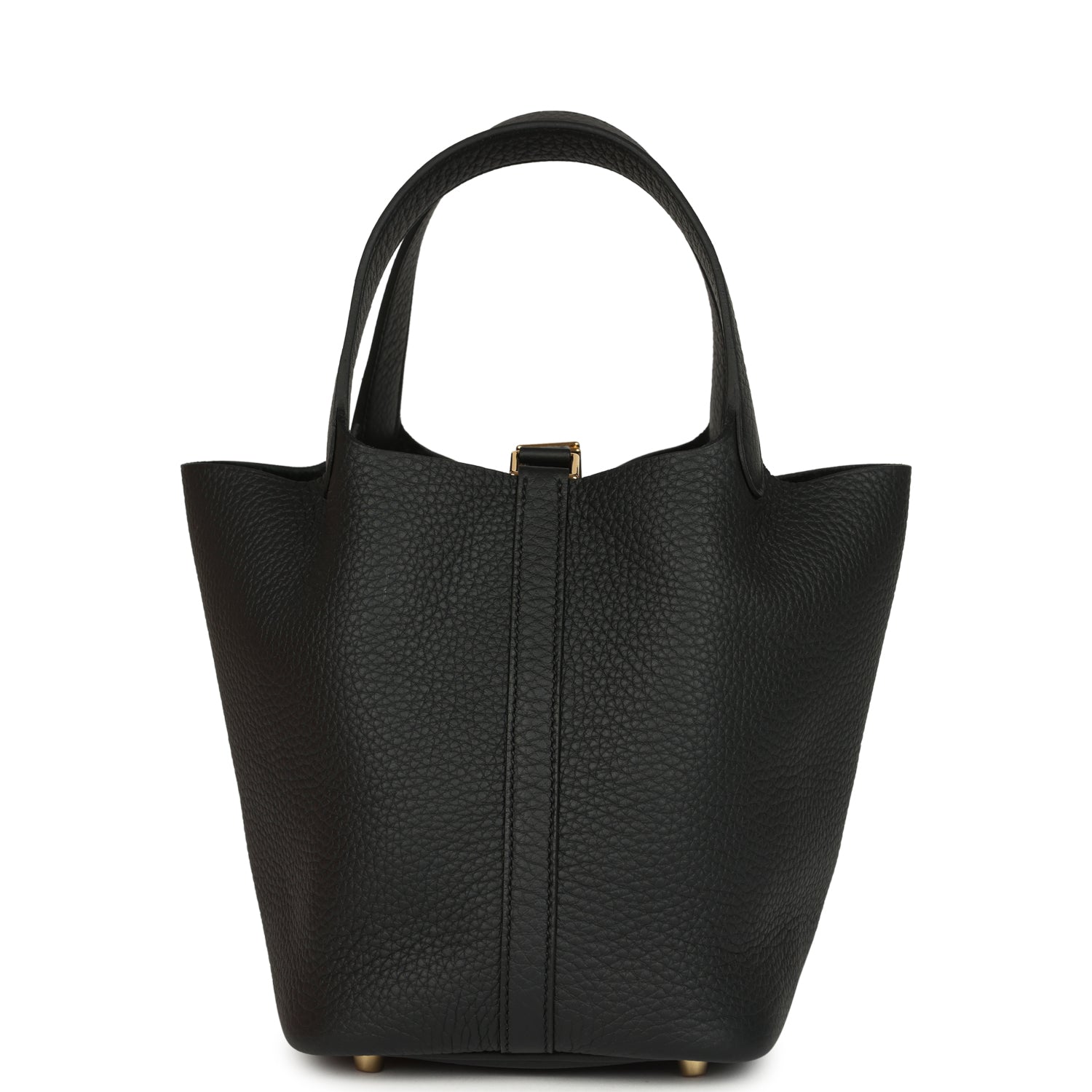 Picotin Lock 18 Black Clemence Gold Hardware Bag