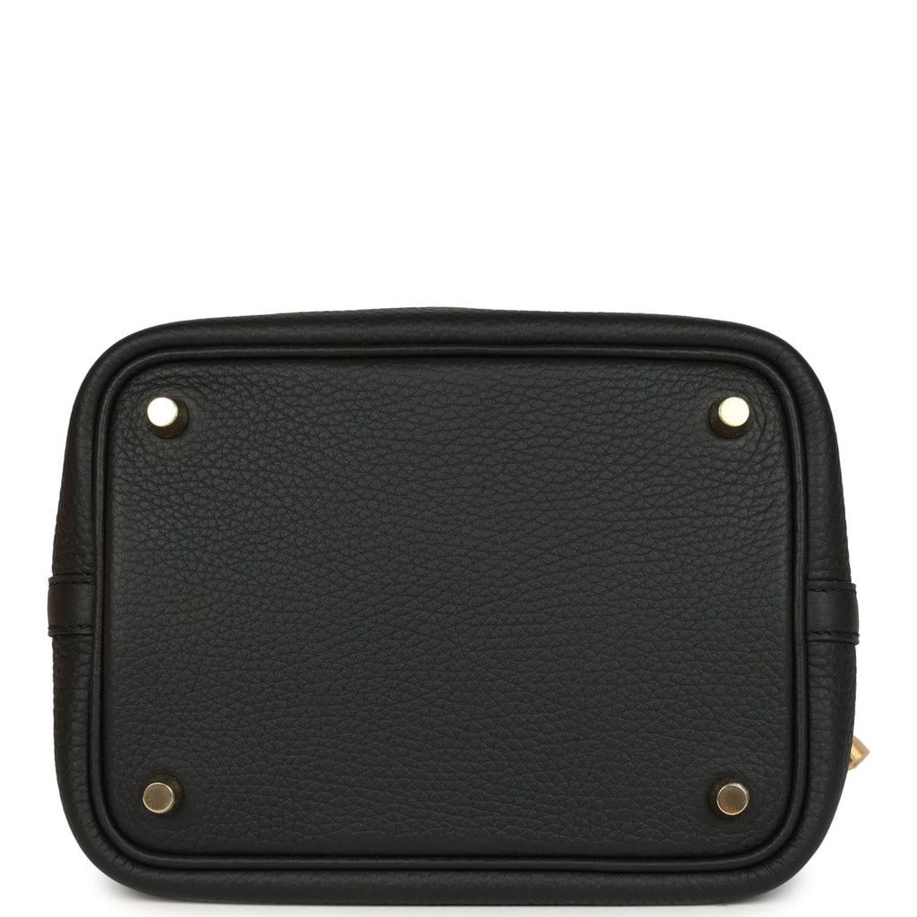 Picotin Lock 18 Black Clemence Gold Hardware Bag