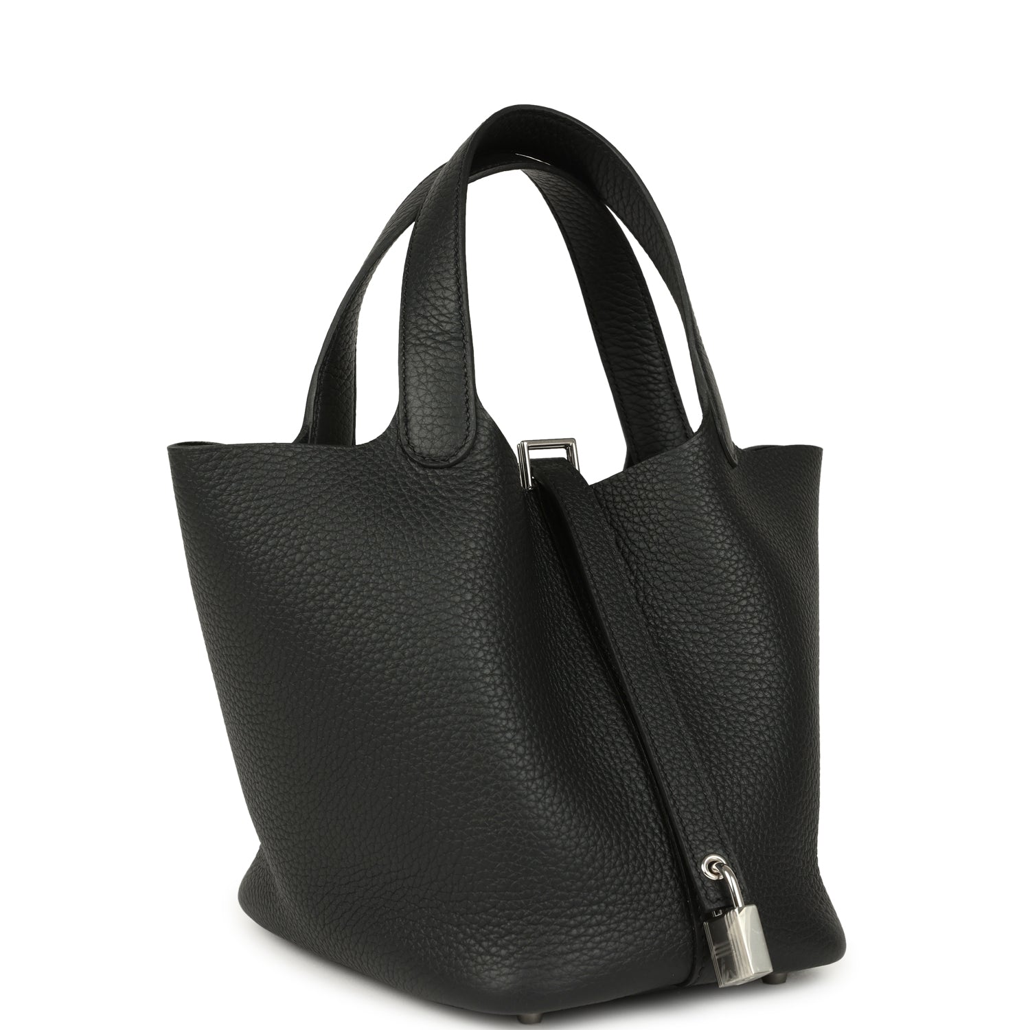 Picotin Lock 18 Black Clemence Palladium Hardware Bag