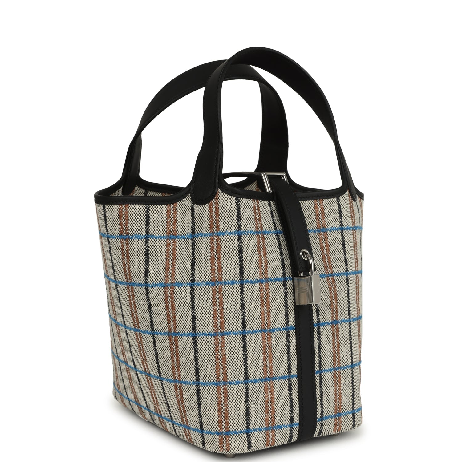 Picotin Lock 18 Black Swift and Ecru, Bleu, Black and Fauve Toile H Canvas Palladium Hardware Bag