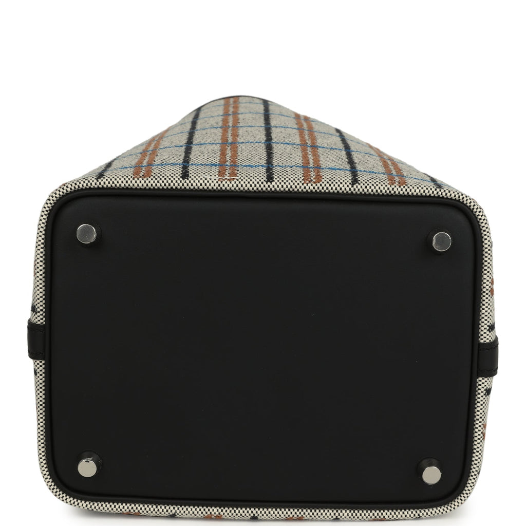 Picotin Lock 18 Black Swift and Ecru, Bleu, Black and Fauve Toile H Canvas Palladium Hardware Bag