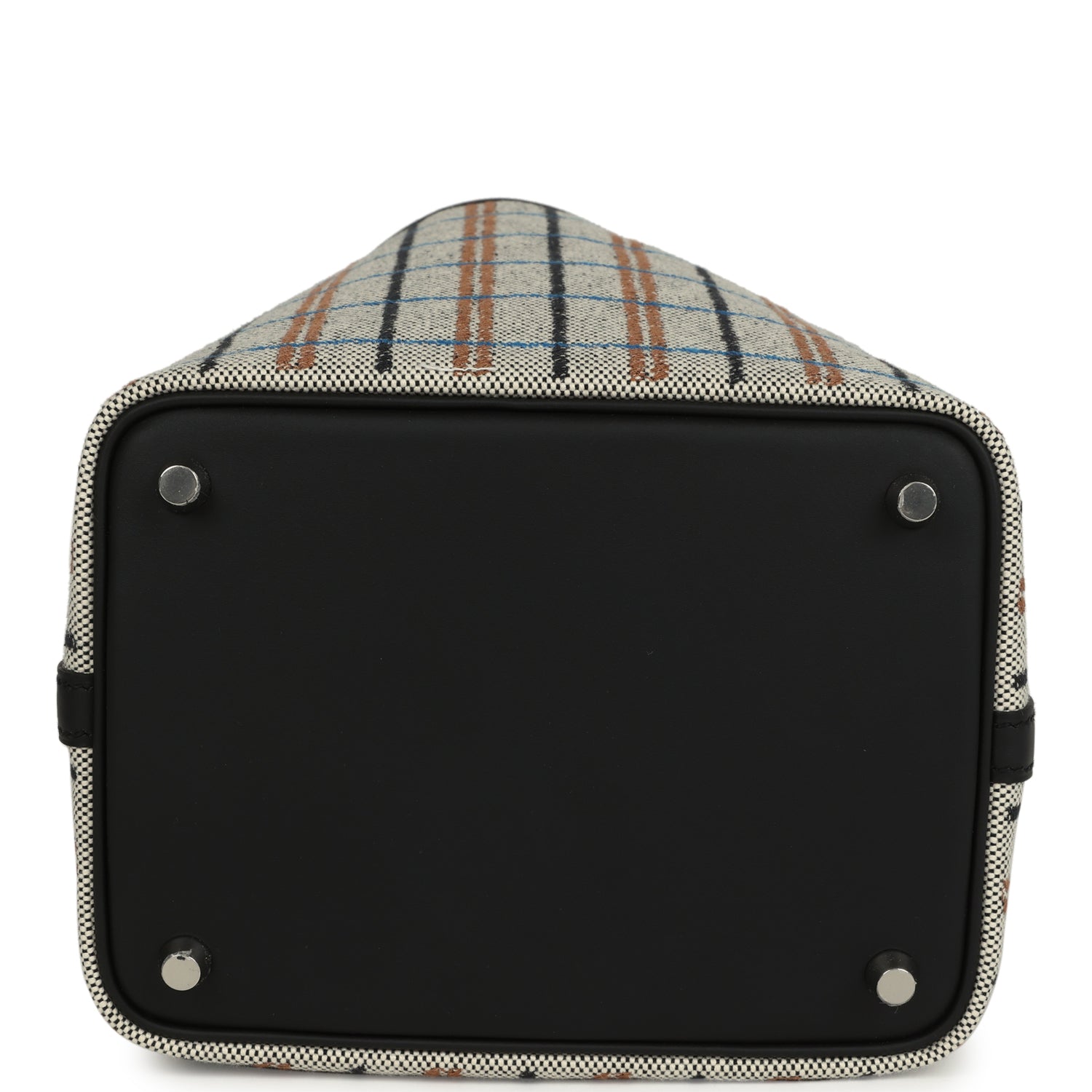 Picotin Lock 18 Black Swift and Ecru, Bleu, Black and Fauve Toile H Canvas Palladium Hardware Bag