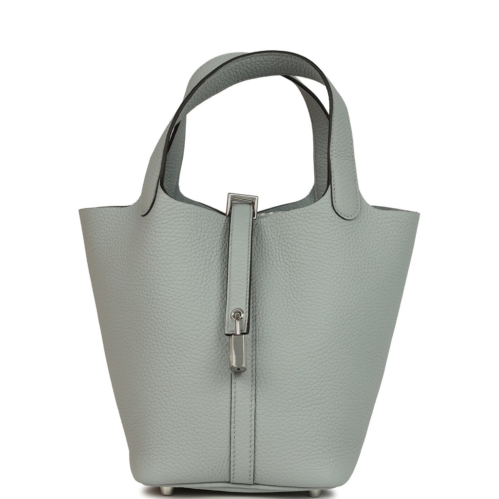 Picotin Lock 18 Bleu Glacier Palladium Hardware Bag