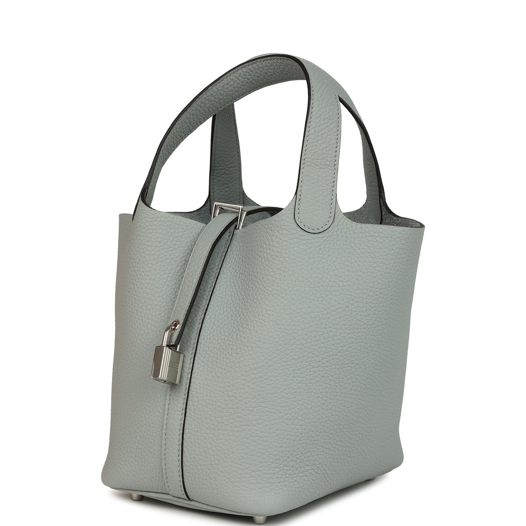 Picotin Lock 18 Bleu Glacier Palladium Hardware Bag
