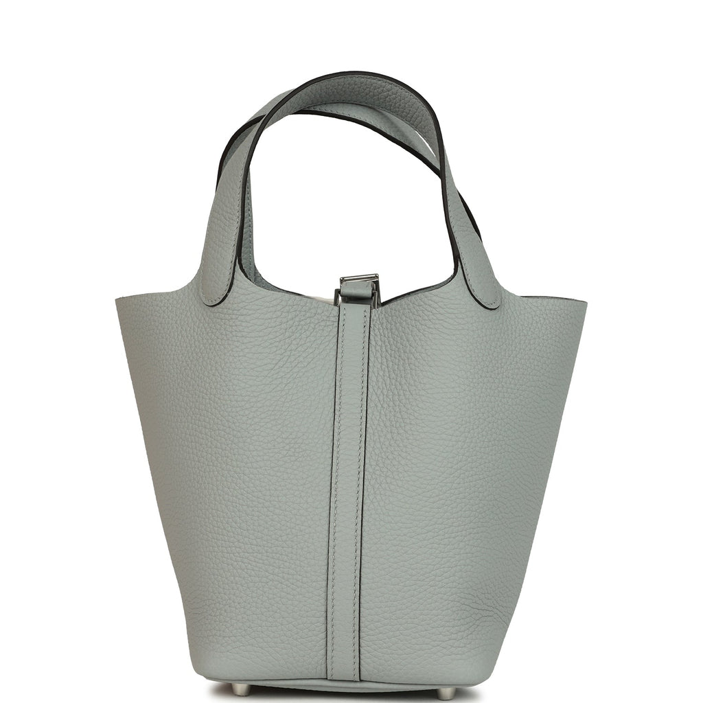 Picotin Lock 18 Bleu Glacier Palladium Hardware Bag