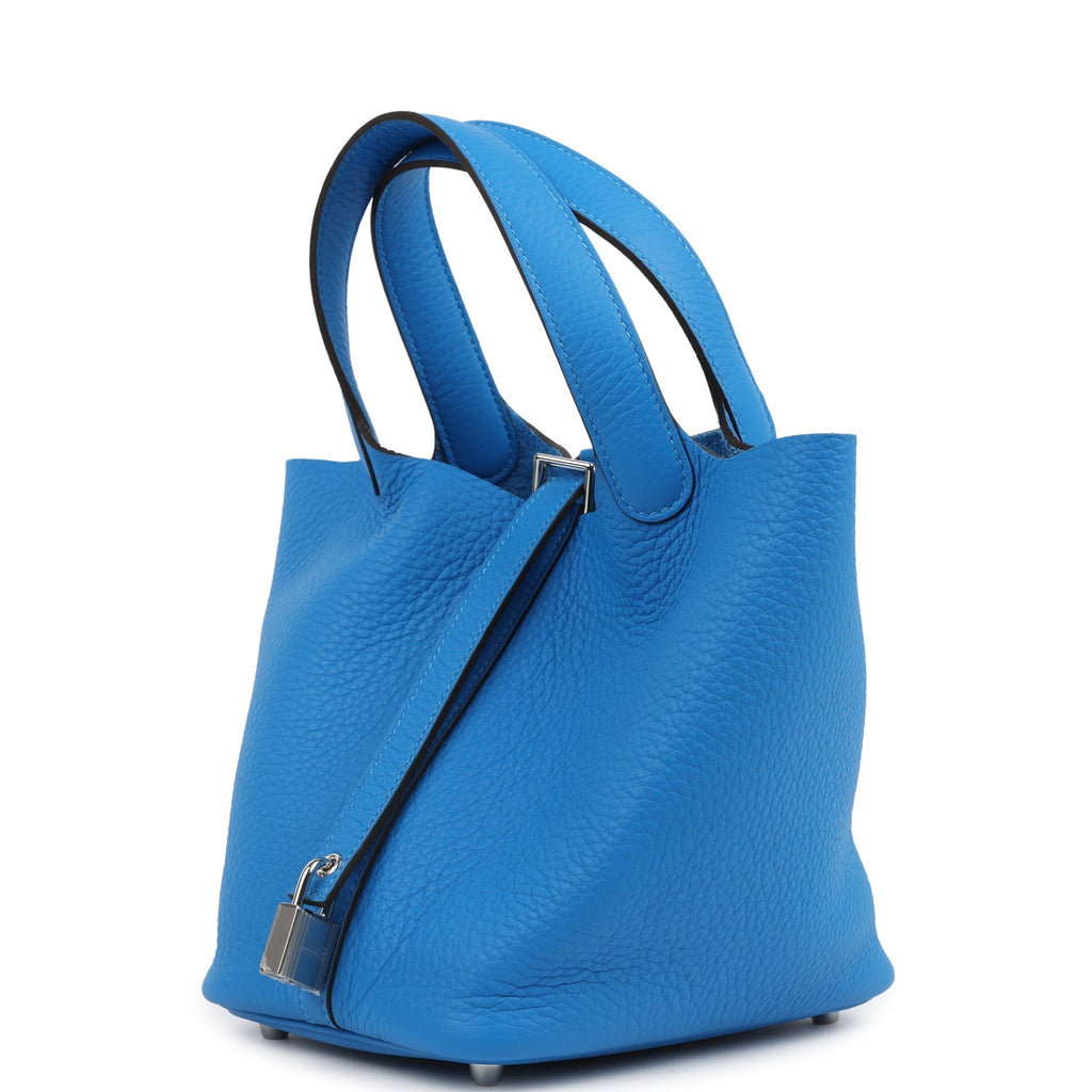 Picotin Lock 18 Bleu Hydra Palladium Hardware Bag