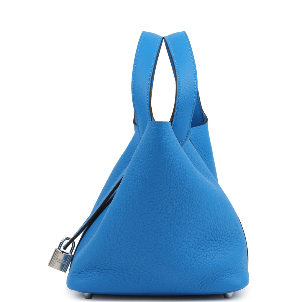 Picotin Lock 18 Bleu Hydra Palladium Hardware Bag