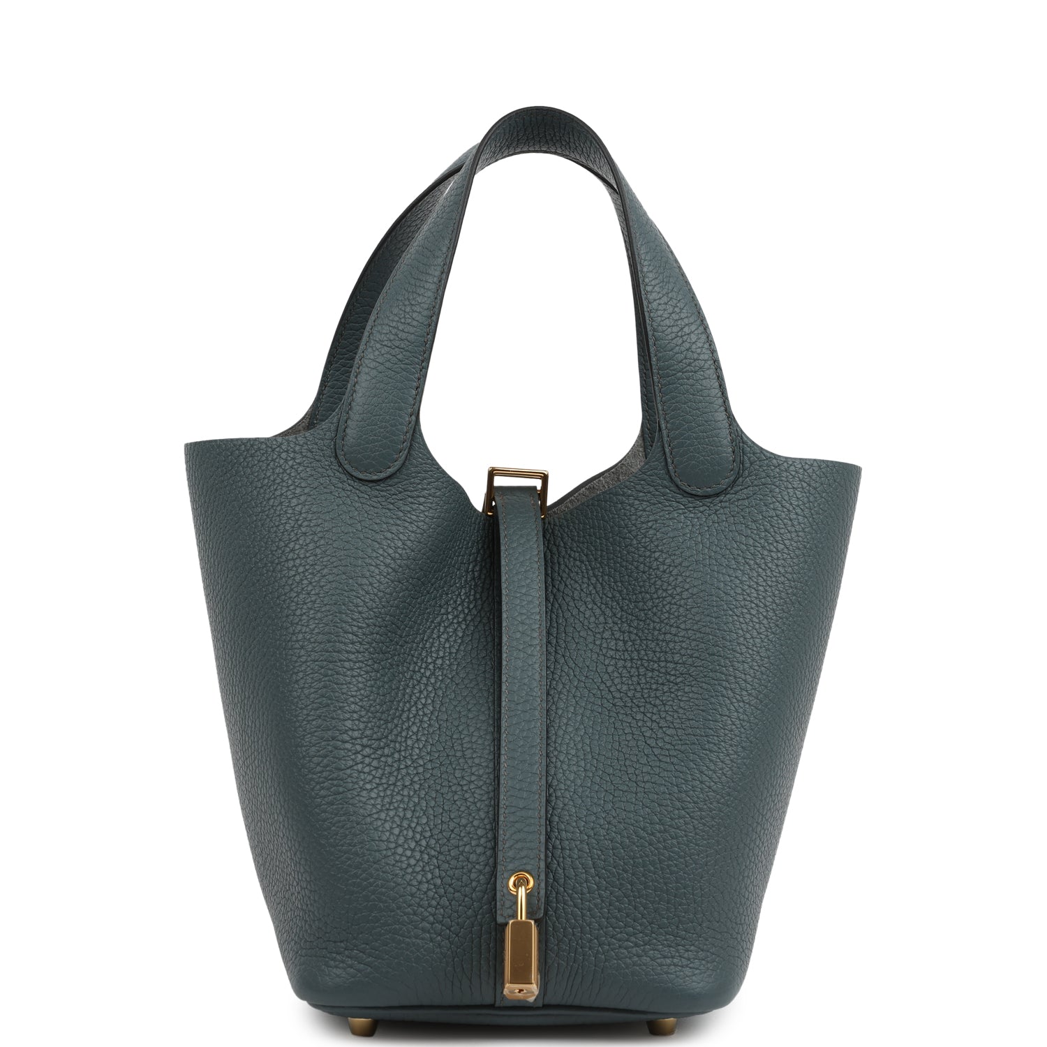 Picotin Lock 18 Bleu Orage Clemence Gold Hardware Bag
