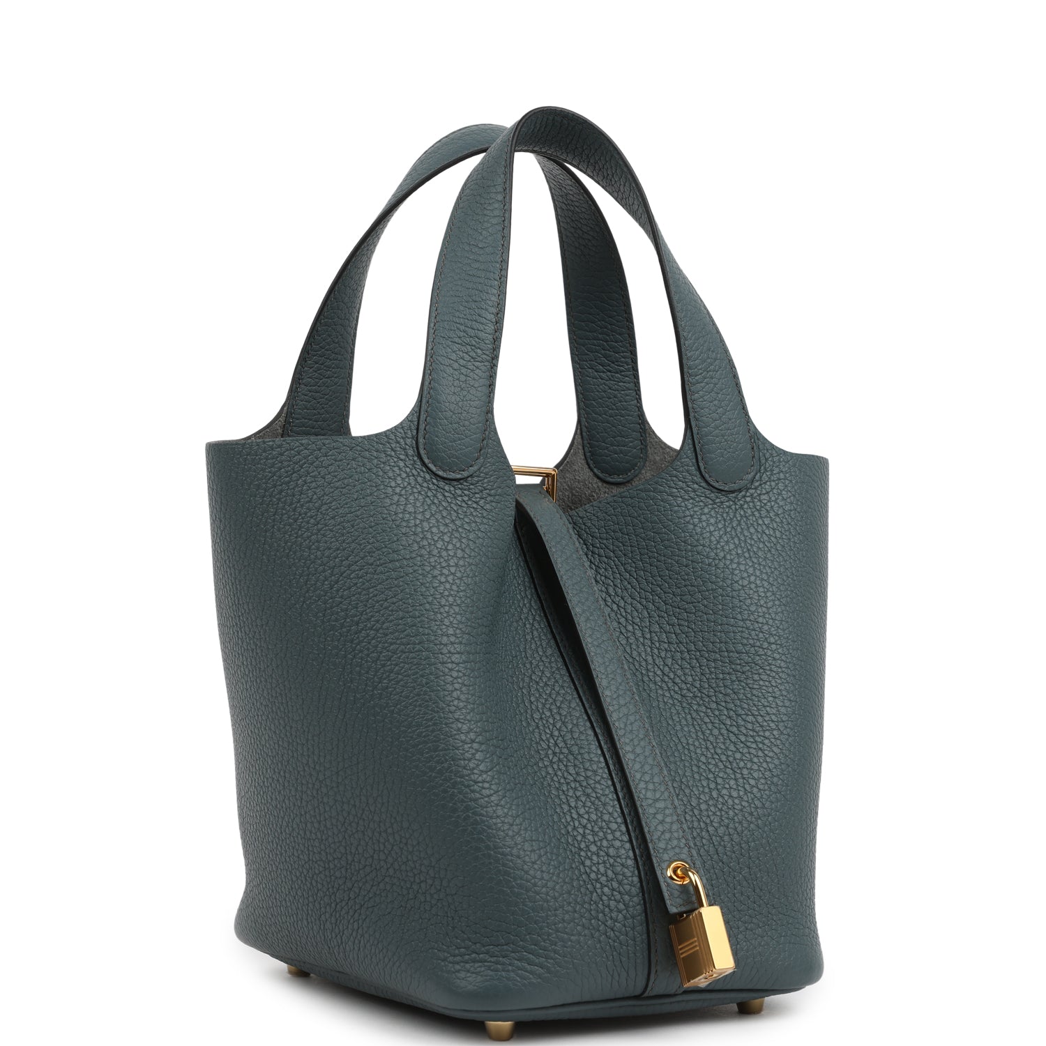 Picotin Lock 18 Bleu Orage Clemence Gold Hardware Bag