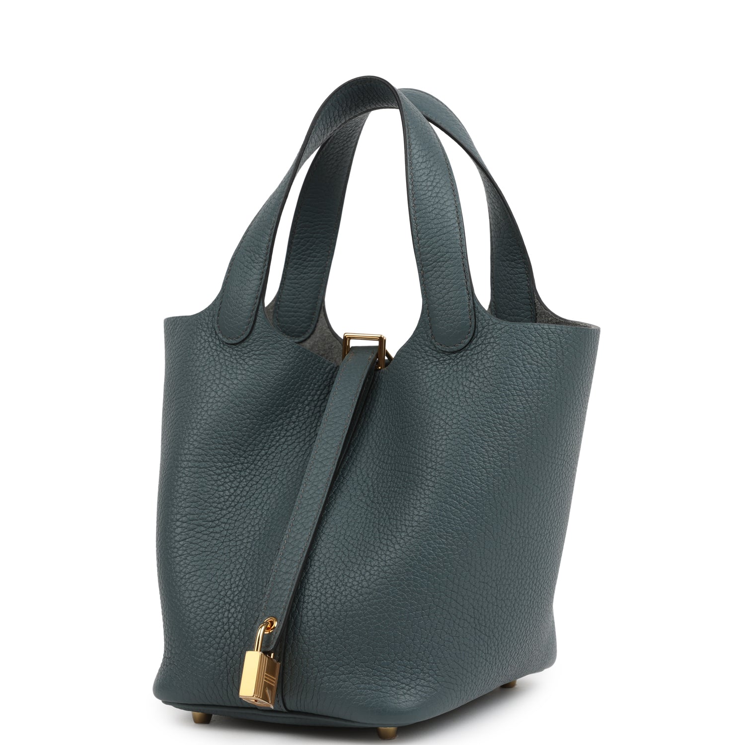Picotin Lock 18 Bleu Orage Clemence Gold Hardware Bag