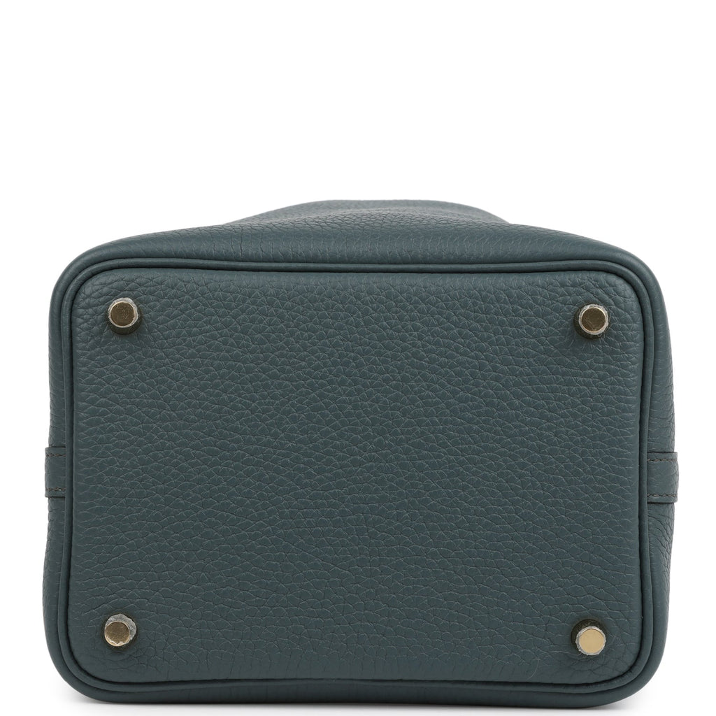 Picotin Lock 18 Bleu Orage Clemence Gold Hardware Bag