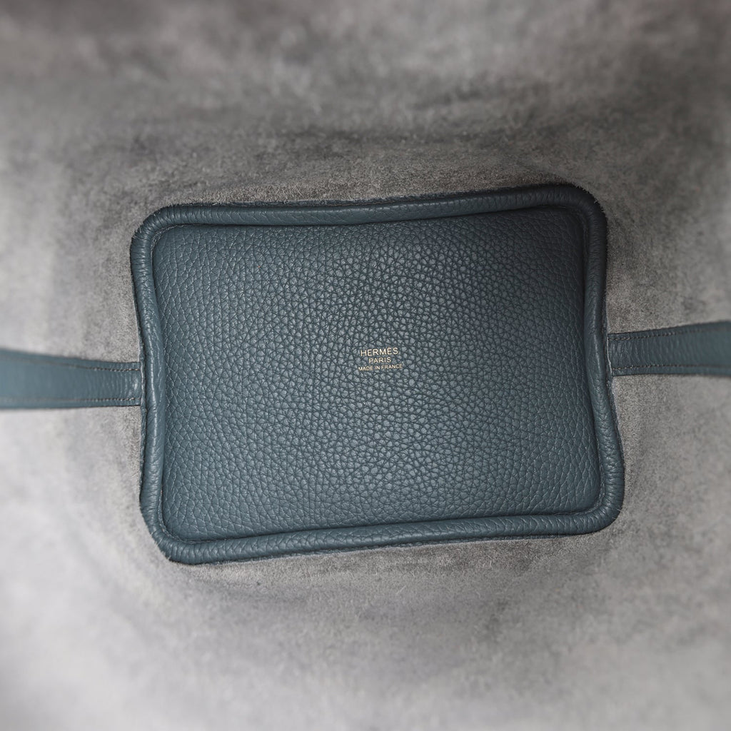 Picotin Lock 18 Bleu Orage Clemence Gold Hardware Bag