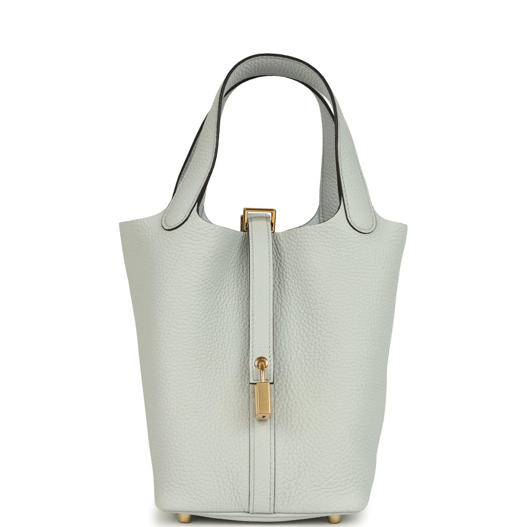 Picotin Lock 18 Bleu Pale Gold Hardware Bag
