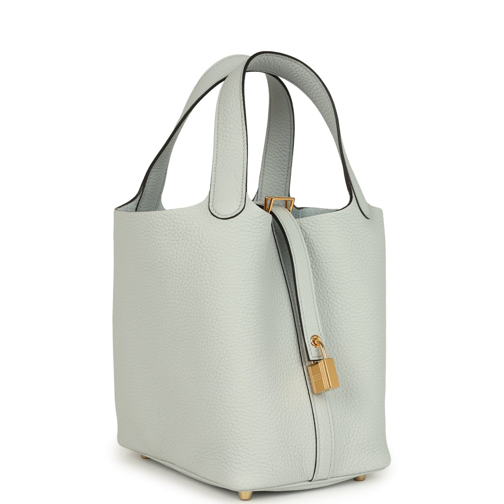Picotin Lock 18 Bleu Pale Gold Hardware Bag