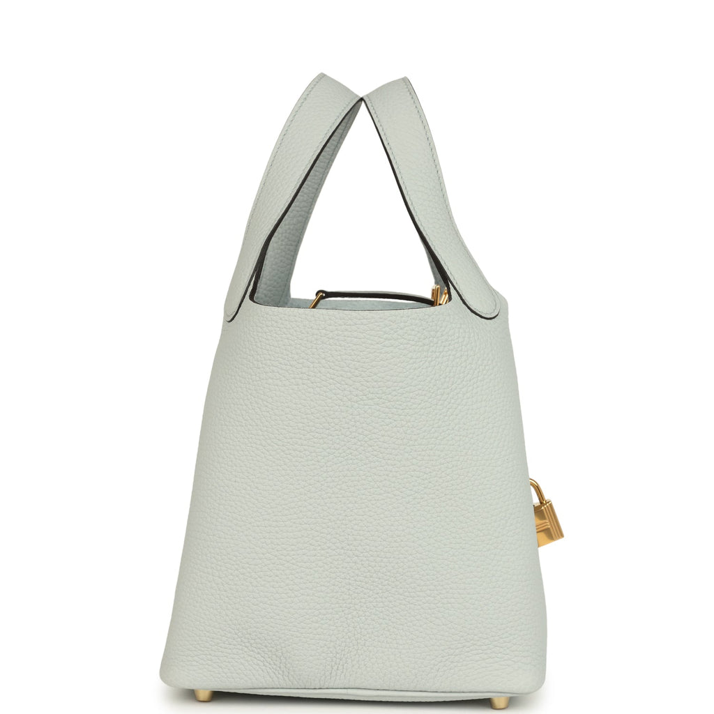 Picotin Lock 18 Bleu Pale Gold Hardware Bag