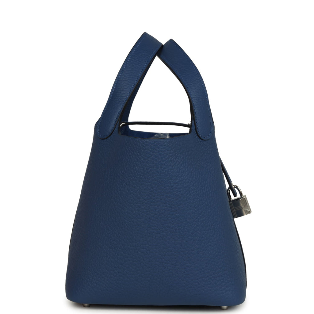 Picotin Lock 18 Bleu Tie Palladium Hardware Bag