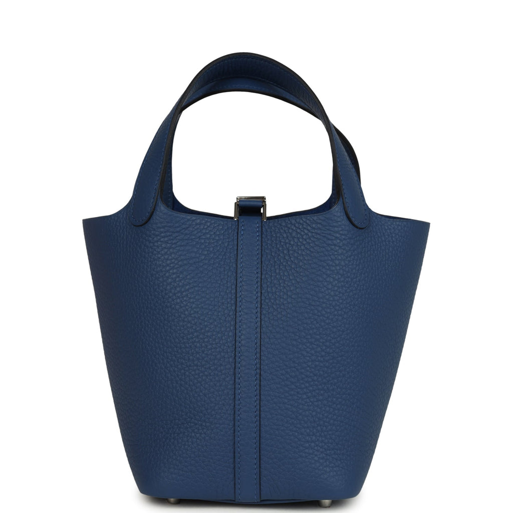 Picotin Lock 18 Bleu Tie Palladium Hardware Bag