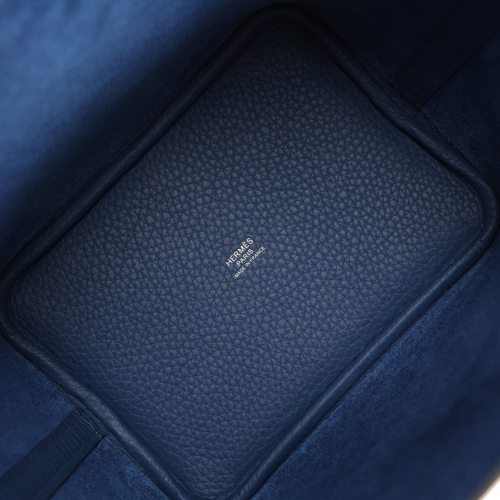 Picotin Lock 18 Bleu Tie Palladium Hardware Bag