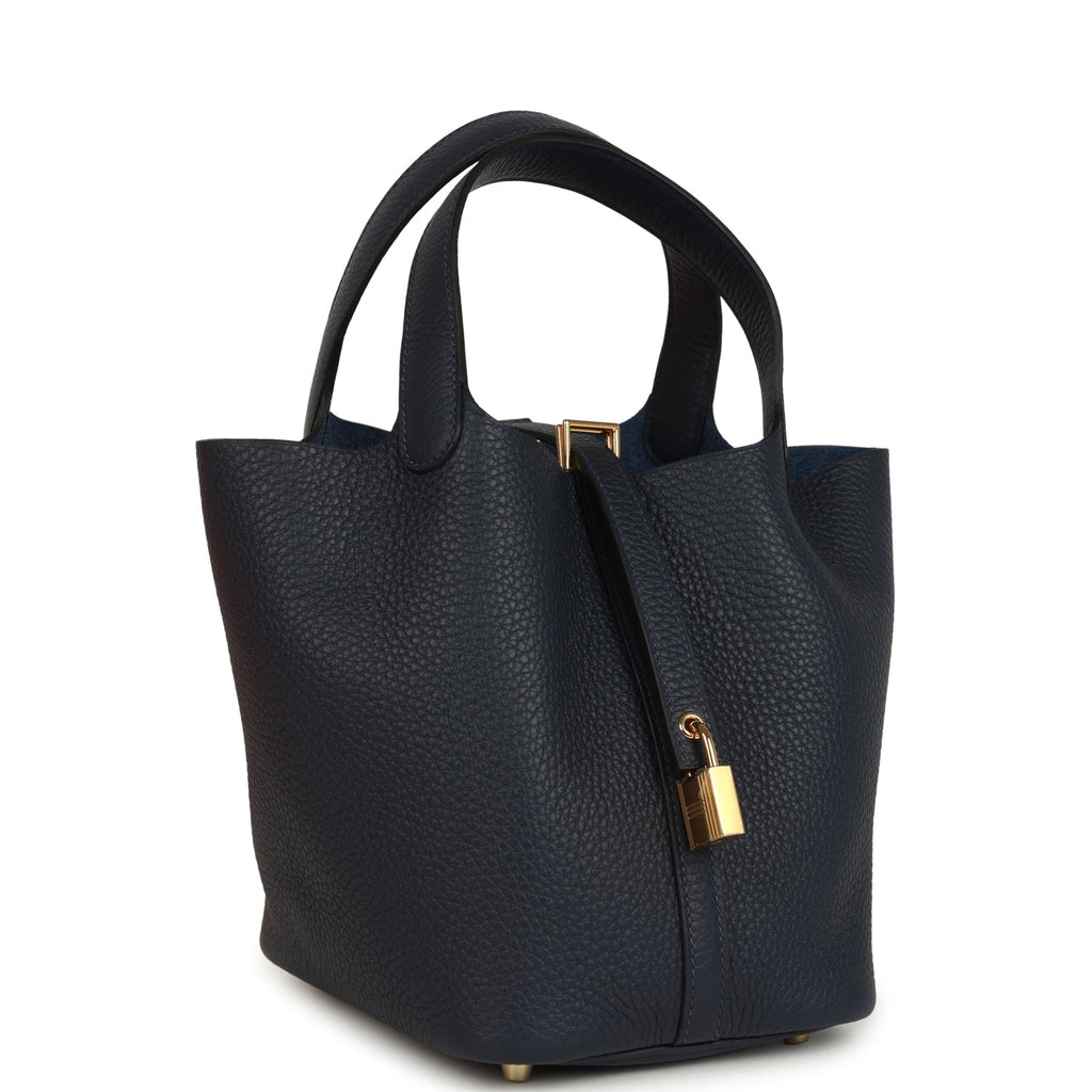 Picotin Lock 18 Bleu Tie Permabrass Hardware Bag